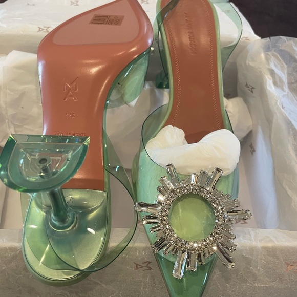 new AMINA MUADDI Begum pointed toe PVC MINT color sz 39.5 - Picture 6 of 7